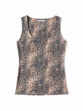 Zara Black and Brown Snake-Print Tank Top
